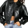 Womens Verona Oversized Black Leather Jacket