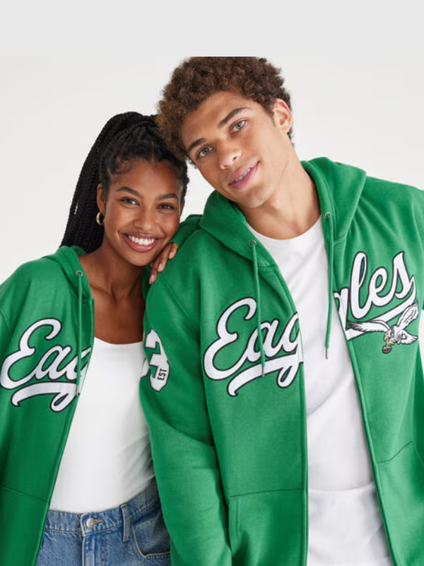 Aeropostale Eagles Script Green Zip-Up Hoodie