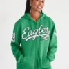 Aeropostale Philadelphia Eagles Script Full-Zip Hoodie Green