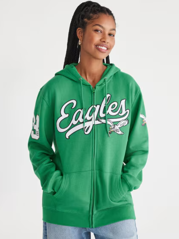 Aeropostale Philadelphia Eagles Script Full-Zip Hoodie Green
