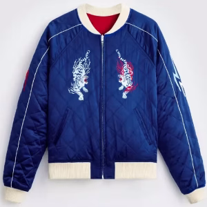 Azuki Twin Tigers Blue Satin Jacket