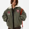 Boa Lapel Casual Padded Jacket Green