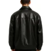 Classic Black Leather Zip-Up Jacket For Mens