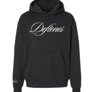 Embroidered Script Logo Deftones Hoodie Black