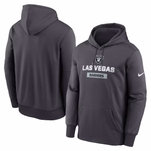 Las Vegas Raiders Nike Anthracite Toss Sweep Performance Hoodie Black