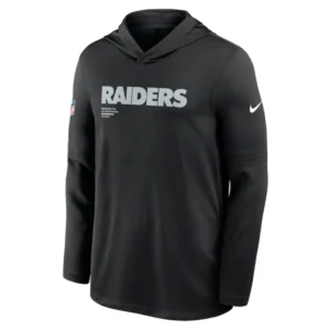 Las Vegas Raiders Sideline Performance Long Sleeve Hoodie T-Shirt Black