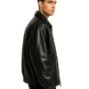 Men's Black Leather Zip-Up Jacket