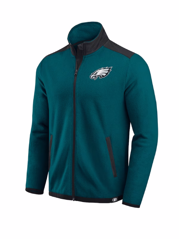 Men's Darius Rucker Collection by Fanatics Kelly Green Philadelphia Eagles Color Block Polar Fleece Full-Zip Jacket
