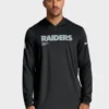 Men's Las Vegas Raiders Nike Black Sideline Pure Fury Performance Long Sleeve Hoodie T-Shirt