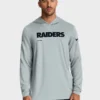 Men's Las Vegas Raiders Nike Silver Sideline Pure Fury Performance Long Sleeve Hoodie T-Shirt