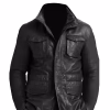 Men's M65 Field Black Real Lambskin Leather Coat Jacket