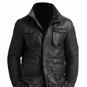 Men's M65 Field Black Real Lambskin Leather Coat Jacket