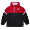 Men's Mitchell & Ness ScarletBlack San Francisco 49ers Tie Breaker Vintage Logo Lightweight Anorak Half-Zip Windbreaker Jacket