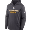 Men's Pittsburgh Steelers Nike Anthracite Toss Sweep Performance Pullover Hoodie