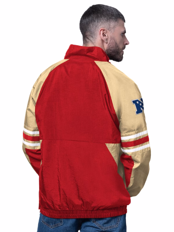 Men's Starter Scarlet San Francisco 49ers Prospect Half-Zip Pullover Jacket