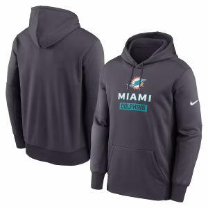 Miami Dolphins Nike Anthracite Toss Sweep Performance Hoodie Black