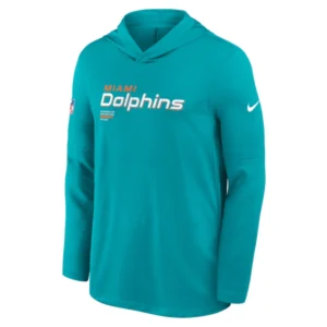 Miami Dolphins Sideline Performance Long Sleeve Hoodie T-Shirt