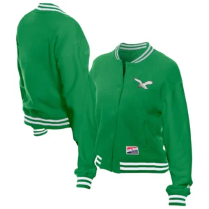 New Era Kelly Green Philadelphia Eagles Throwback Fleece Jacket