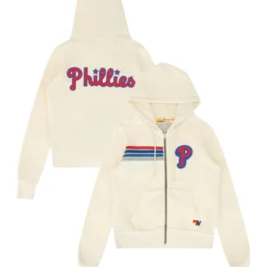 Philadelphia Phillies Aviator Nation x MLB Cream Five Stripe Hoodie