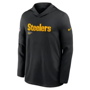 Pittsburgh Steelers Sideline Performance Long Sleeve Hoodie T-Shirt Black