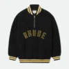 Rhude Quarter-Zip Varsity Jacket Black