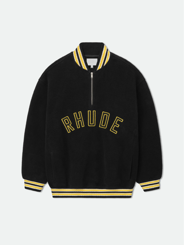 Rhude Quarter-Zip Varsity Jacket Black