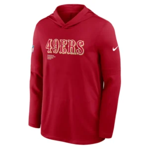 San Francisco 49ers Sideline Performance Long Sleeve Hoodie T-Shirt Red