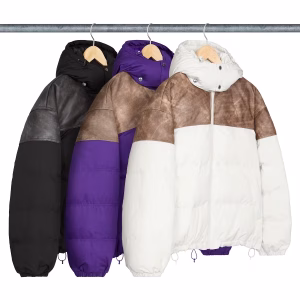 Supreme Leather Yoke Puffer Jacket