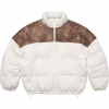 Supreme Leather Yoke Puffer Jacket White