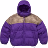 Supreme Leather Yoke Purple Puffer Jacket