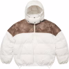 Supreme Leather Yoke White Puffer Jacket
