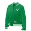 Women's New Era Kelly Green Philadelphia Eagles Throwback Fleece Full-Snap Jacket