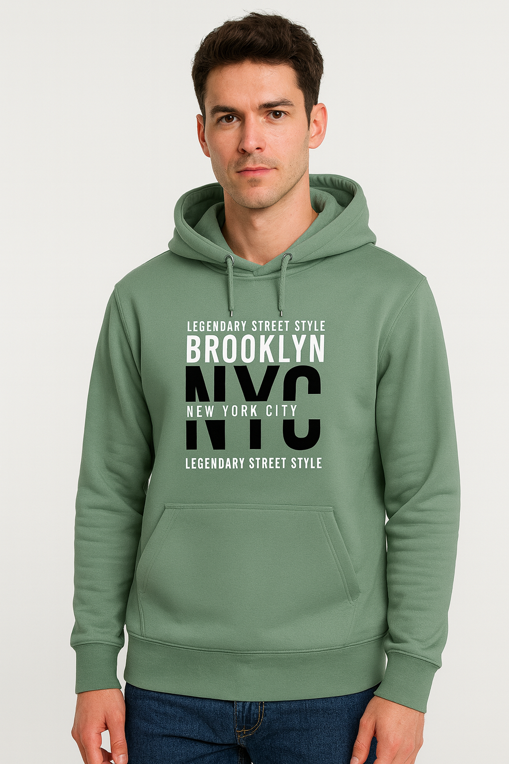 ADRO Brooklyn NYC Green Printed Hoodie