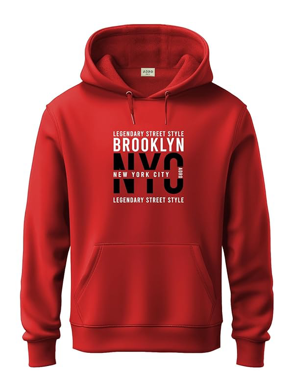 ADRO Brooklyn red NYC Printed Hoodie