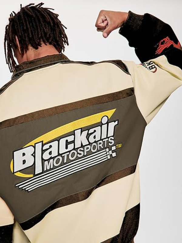 Air Racer Style Brown and Beige Varsity Jacket