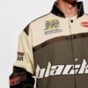 Air Racing Style Brown Beige Varsity Jacket
