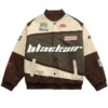 Air Racing Style Brown and Beige Varsity Jacket