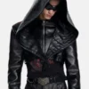 Bat Hat Black Hooded Short Jacket