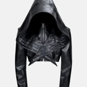 Bat Hat Hooded Short Jacket Black