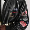 Black Racing Champs Style Leather Jacket