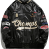 Champs Black Racing Leather Jacket