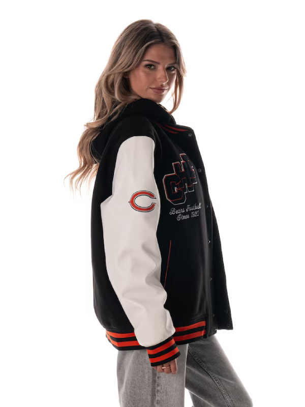 Chicago Bears The Wild Collective Black Hooded Varsity Jacket