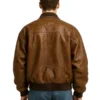 Classic Brown Leather Oversized Bomber Jacket for Men