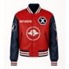 Futuristic 'X' Red & Black Leather Jacket