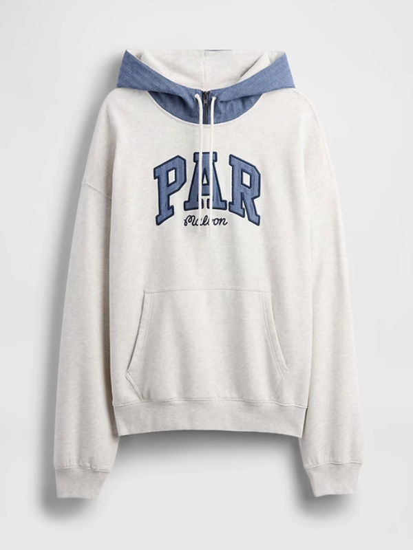 Gap × Malbon Heavyweight French Terry Logo Hoodie Grey