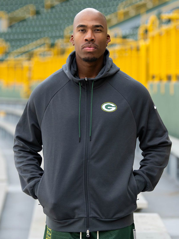 Green Bay Packers Nike Sideline Player Full Zip Hoodie Black