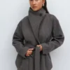 High Neck Short Gina Tricot Jacket Grey