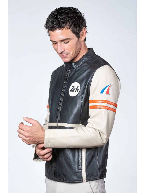 Mans Karl 24H Le Ecru Leather Jacket
