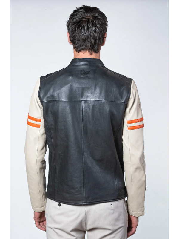 Mans Karl black Leather Jacket 24H Le Ecru