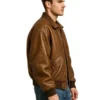 Mens Classic Brown Leather Bomber Jacket